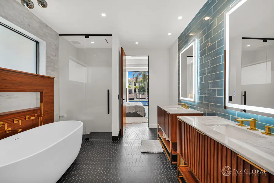 Primary bath with freestanding tub and walk-in shower